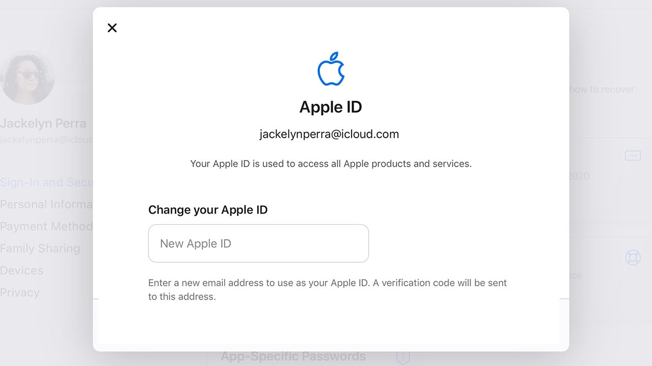 Vi ser hvor man kan endre Apple ID