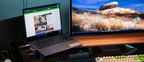 Acer Chromebook Spin 513 (2022) on desk shelf - 21x9