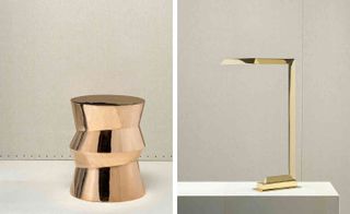 Two images:Left: Dugo stool and right: Stydd desk lamp