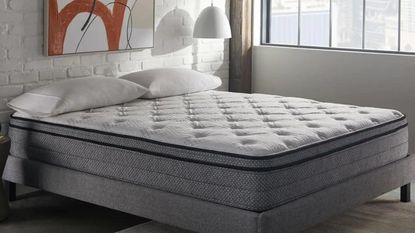 Are firm mattresses better for your back? Best firm mattress on bedframe with abstract art 