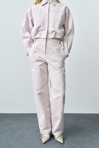 mango pink seamed trousers