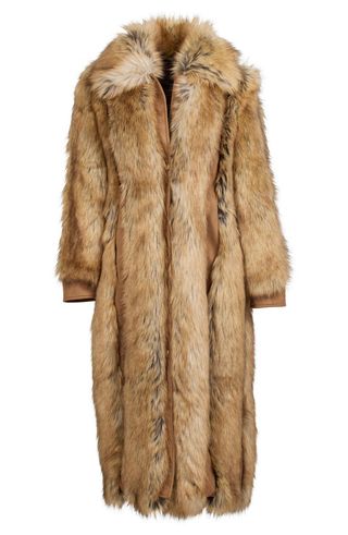 Goldie Faux Fur & Faux Suede Long Coat