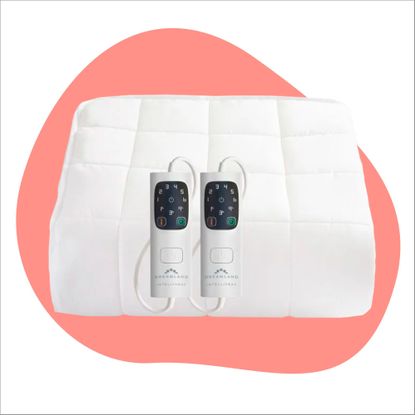 A round-up of the best electric blankets including a Dreamland heated blanket on a pink background