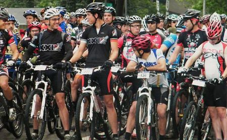 Riders await the start of the Mohican 100