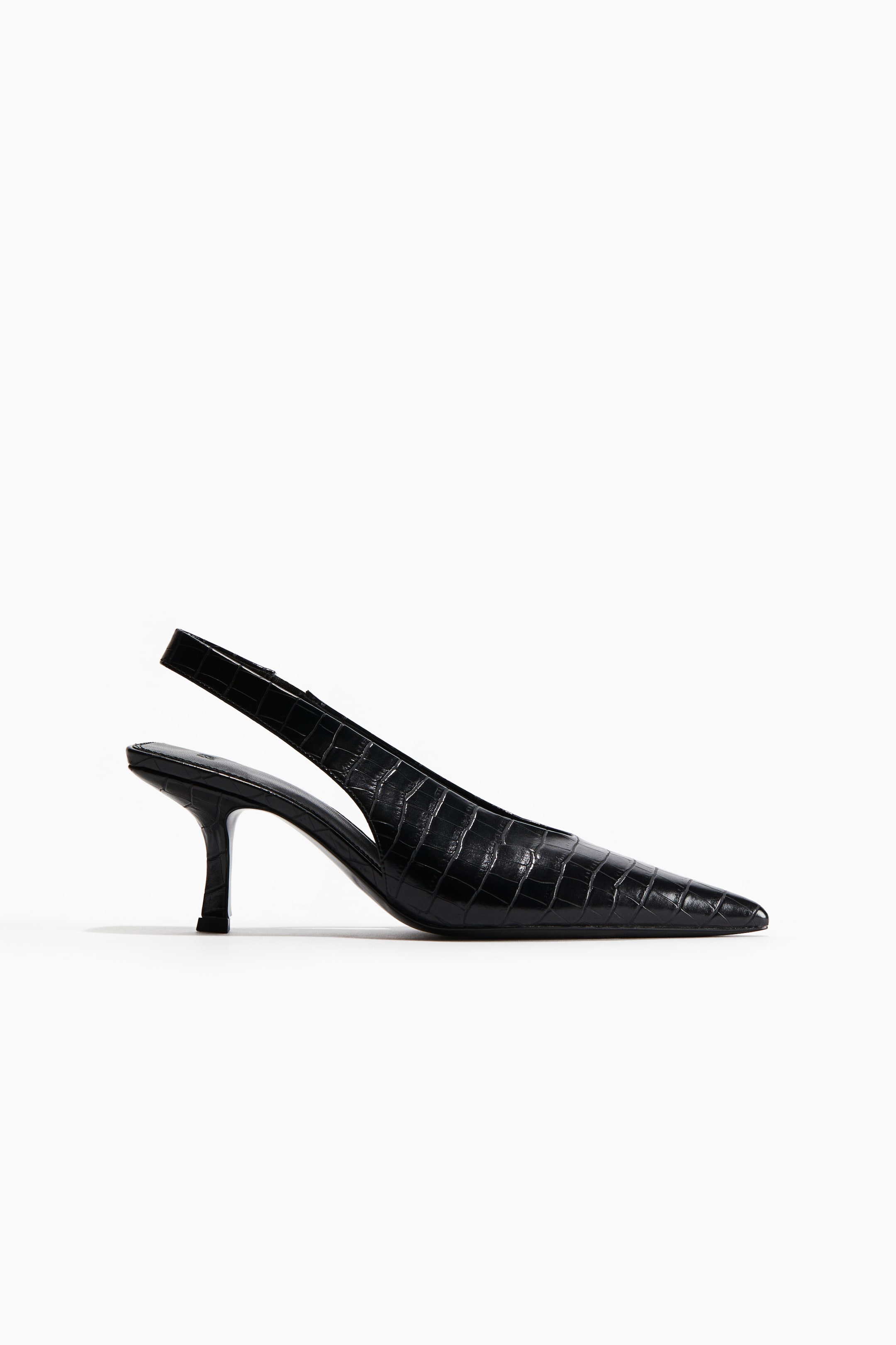Pointed Slingbacks - Black/crocodile Pattern