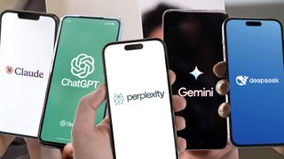 Phones with logos of all major chatbots