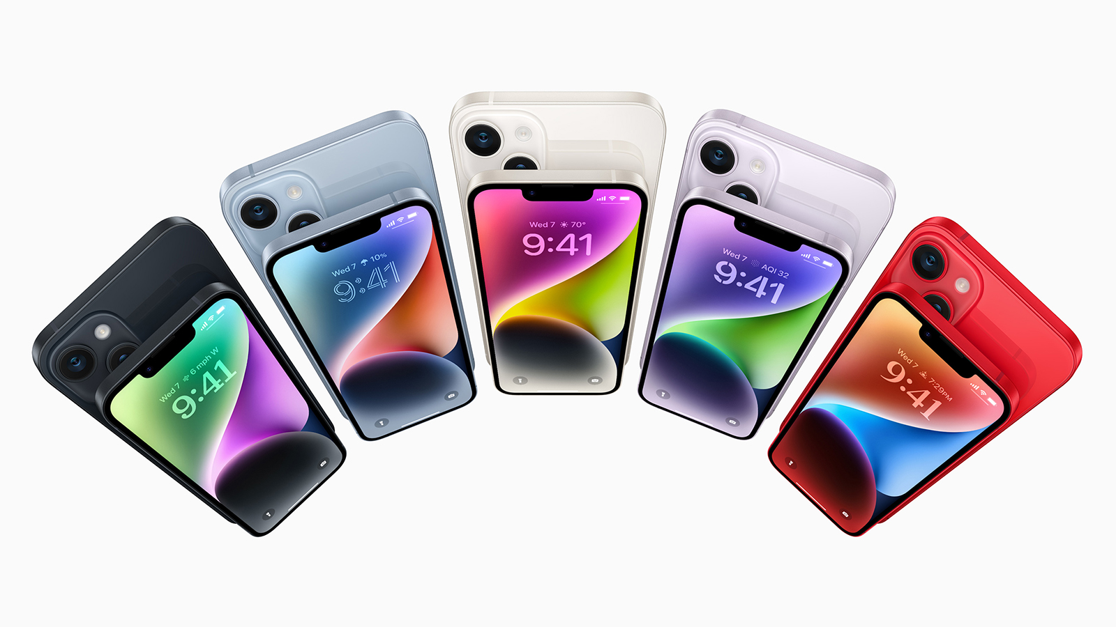 Current iPhone 14 colors, no yellow