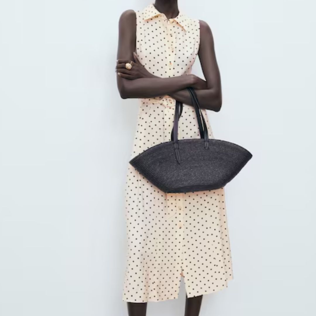 Mango Ecru Polka Dot Shirt Dress