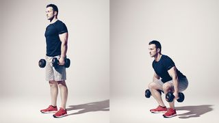 Man performs dumbbell squat