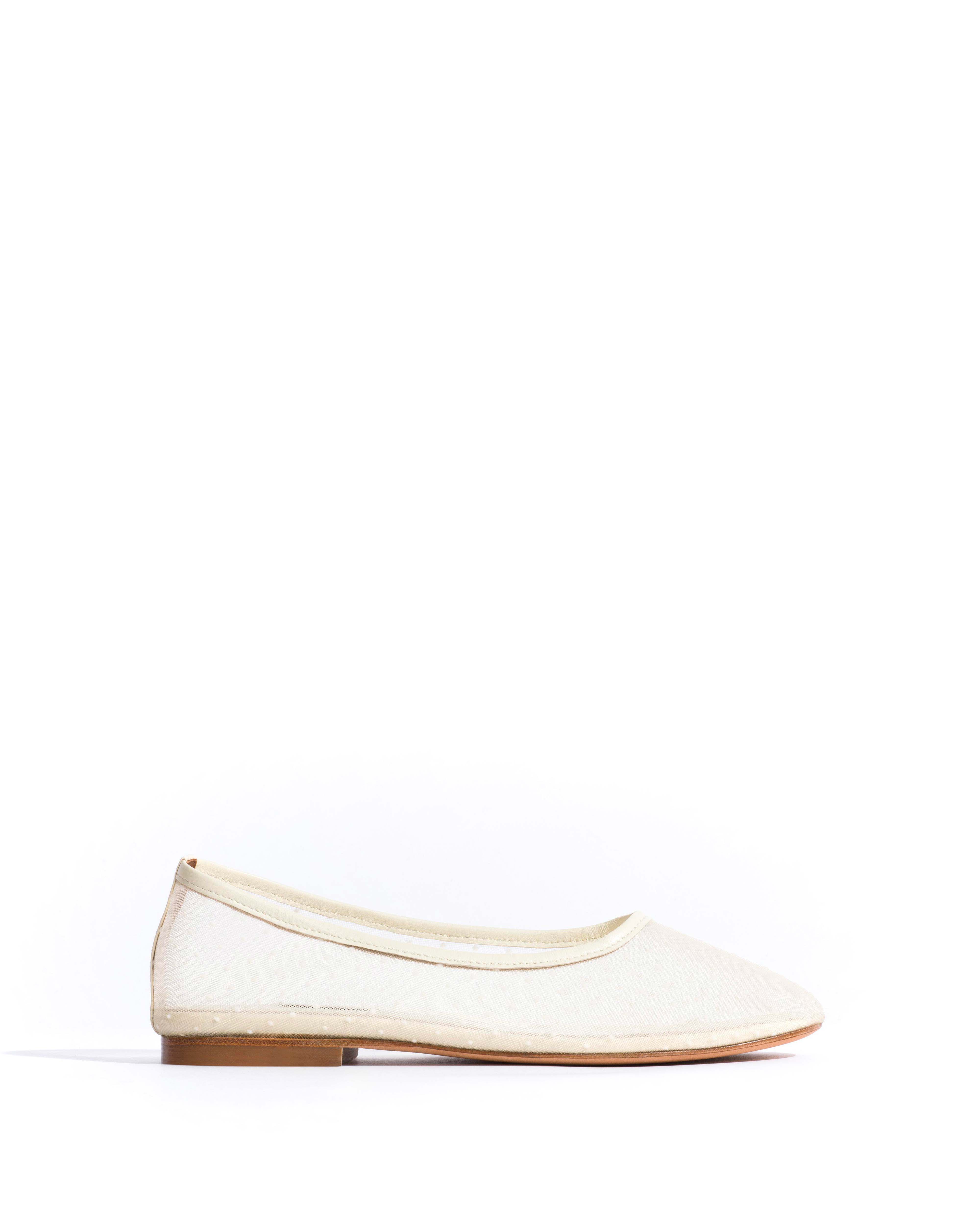 Sacha Mesh Shiny Lamb & Dot Velvet Mesh White Sand