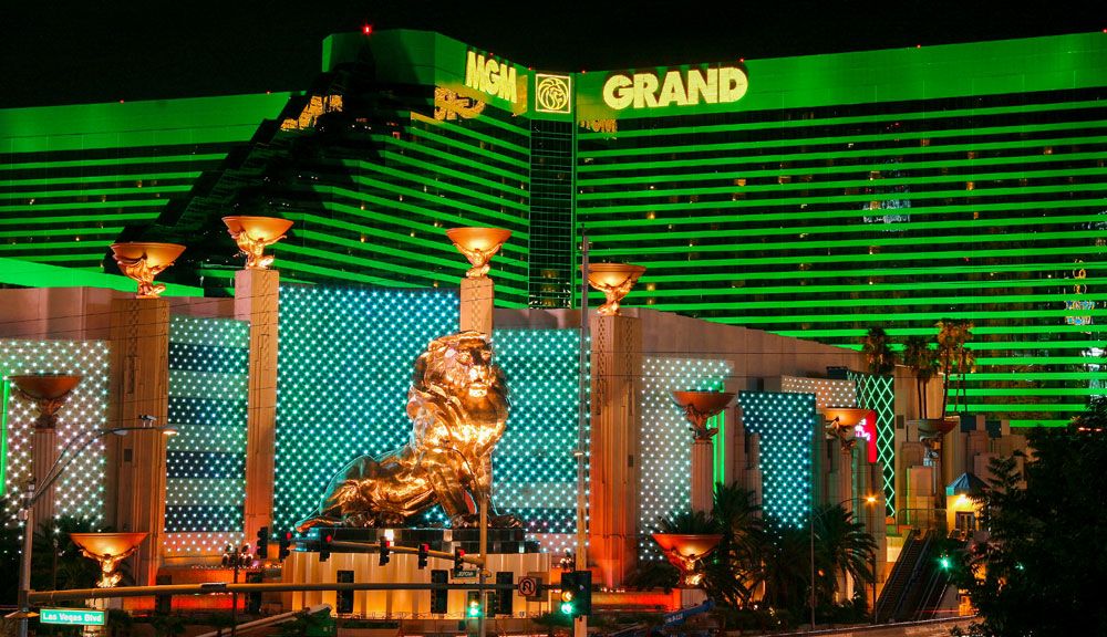 The MGM Grand hotel and casino in Las Vegas in a vintage photo.