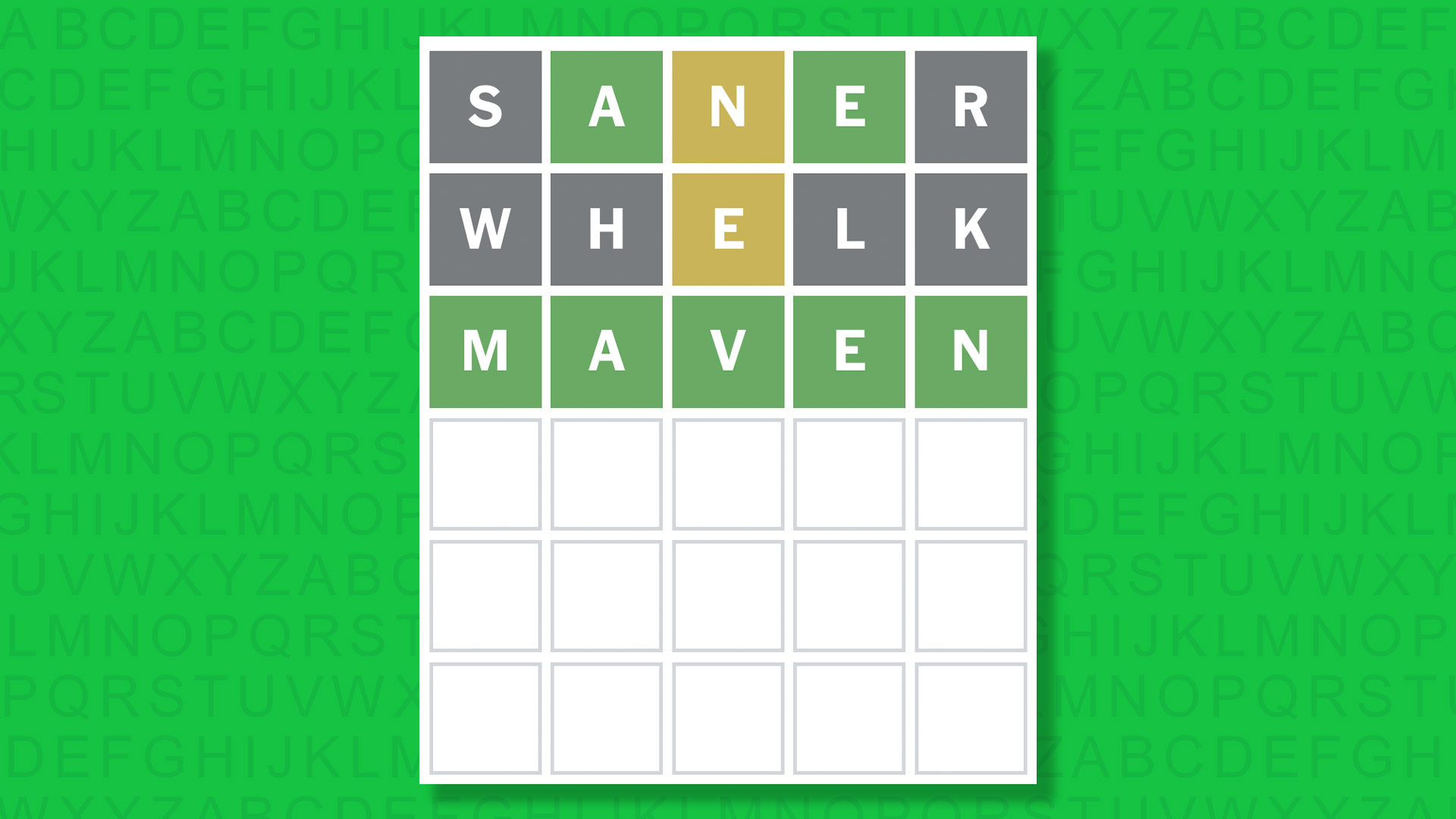 NYT Wordle answer for game 1839 on a green background