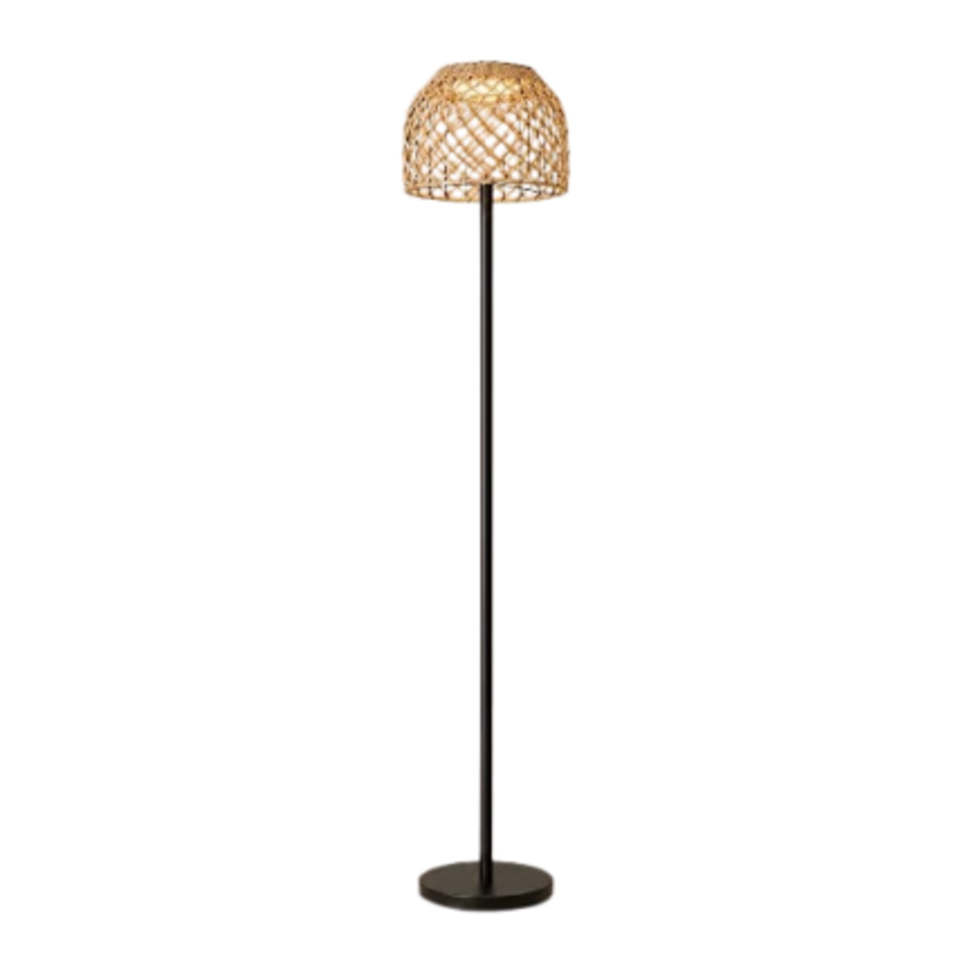ValueLights Solar Floor Lamp with Rattan Shade