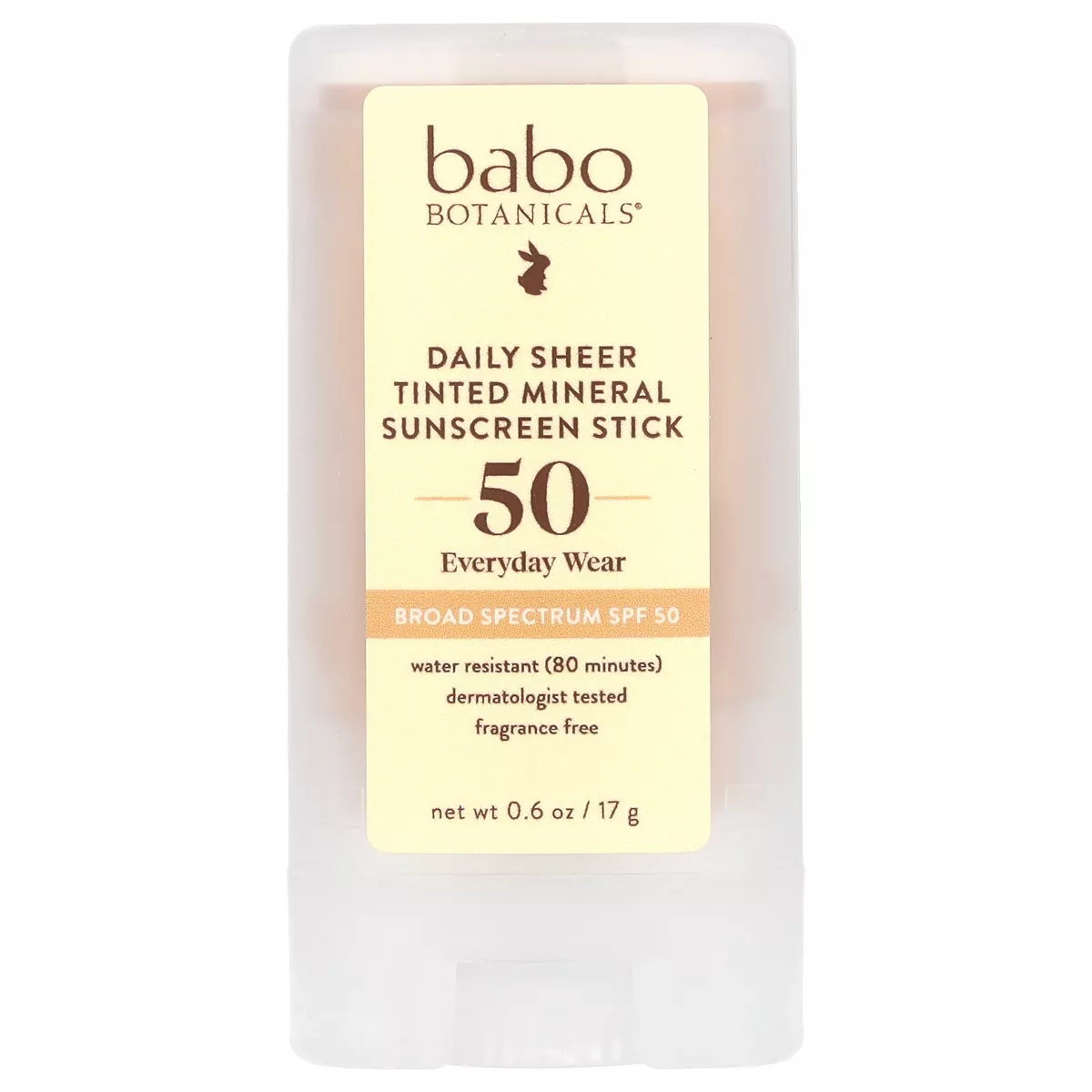 Babo Botanicals Daily Sheer Tinted Mineral Sunscreen Stick, Spf 50, Fragrance Free, 0.6 Oz (17 G)