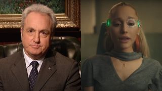 Side by side of Lorne Michaels and Ariana Grande