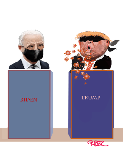 Political Cartoon U.S. Trump Biden 2020 coronavirus masks