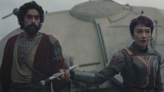 Still from the Star Wars T.V. series Ahsoka (season 1, episode 7). Ezra and Sabine face an enemy. 