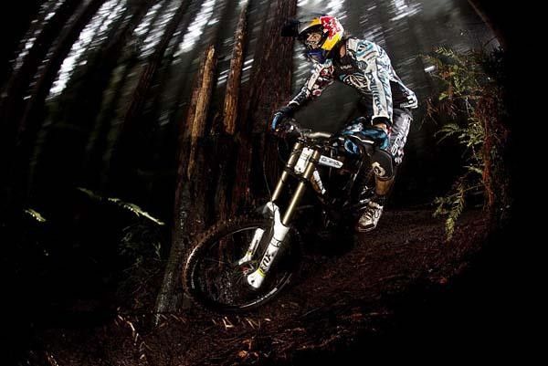 Gee Atherton rides along