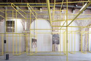 Swss practice Christ and Cantenbein worked on the yellow mesh structure of the Uzbek pavilion