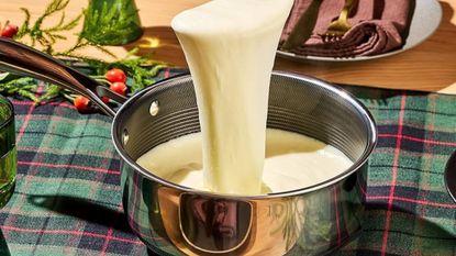 HexClad saucepan cheesy potatoes