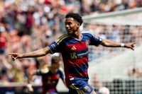 SANDY, UTAH - MAY 02: Zavier Gozo #72 of Real Salt Lake celebrates after scoring his team's first goal during the MLS match between Real Salt Lake and Portland Timbers at America First Field on May 02, 2026 in Sandy, Utah. (Photo by Meagan Johnson - Real Salt Lake/MLS via Getty Images)