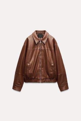 Faux Leather Bomber Jacket