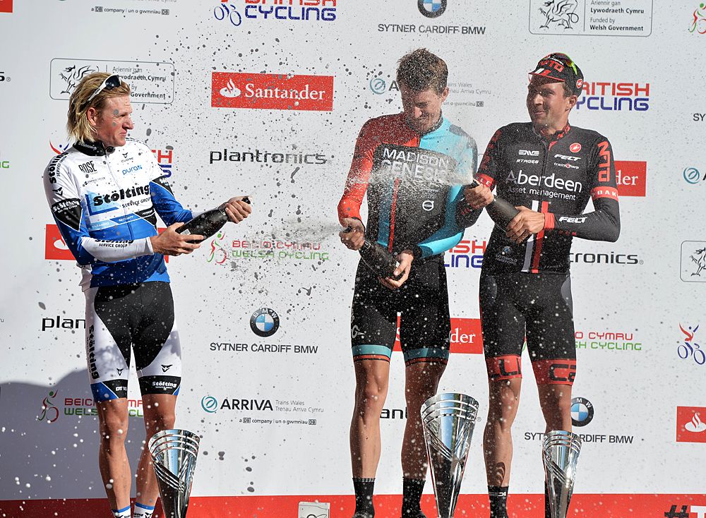 Rasmus Guldhammer, Thomas Stewart and Ian Bibby on the podium in Wales
