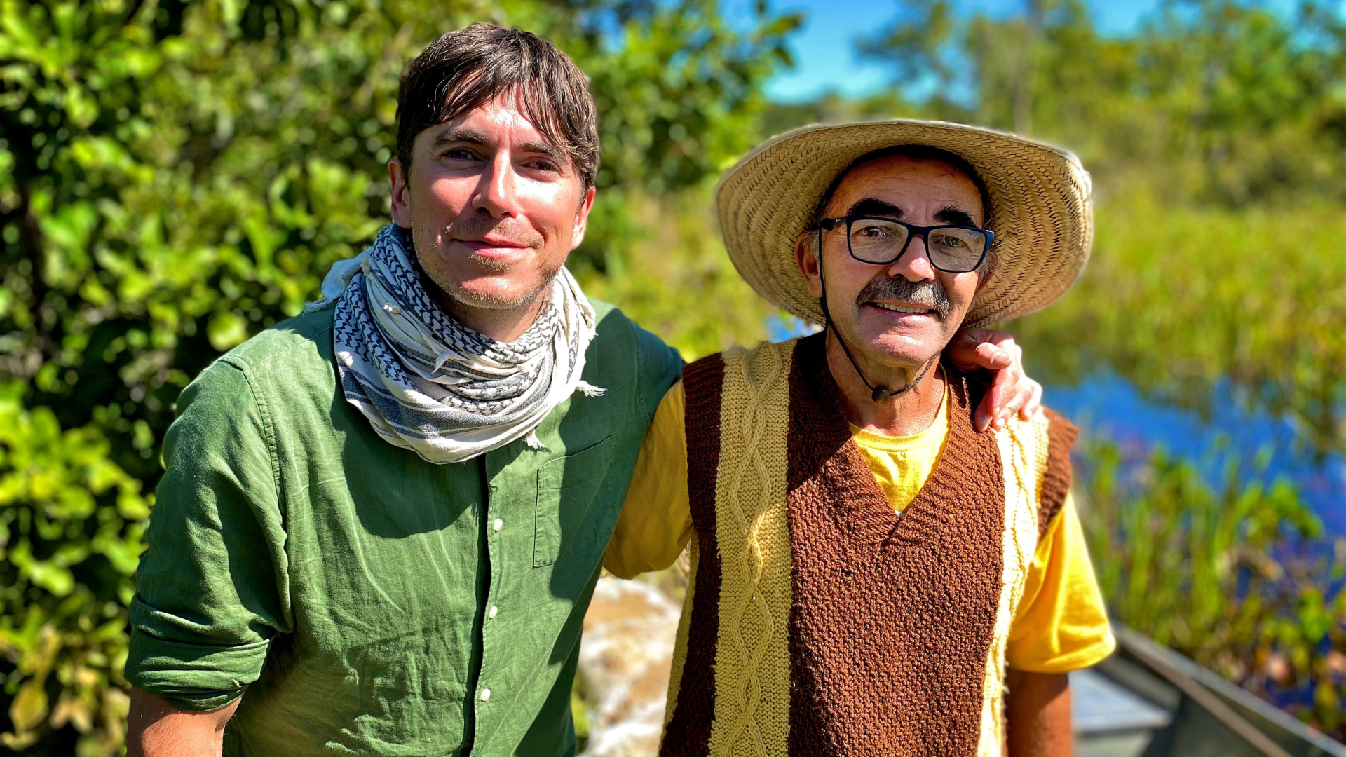 Simon Reeve photographed with farmer Ruivaldo Andrade in Brazil