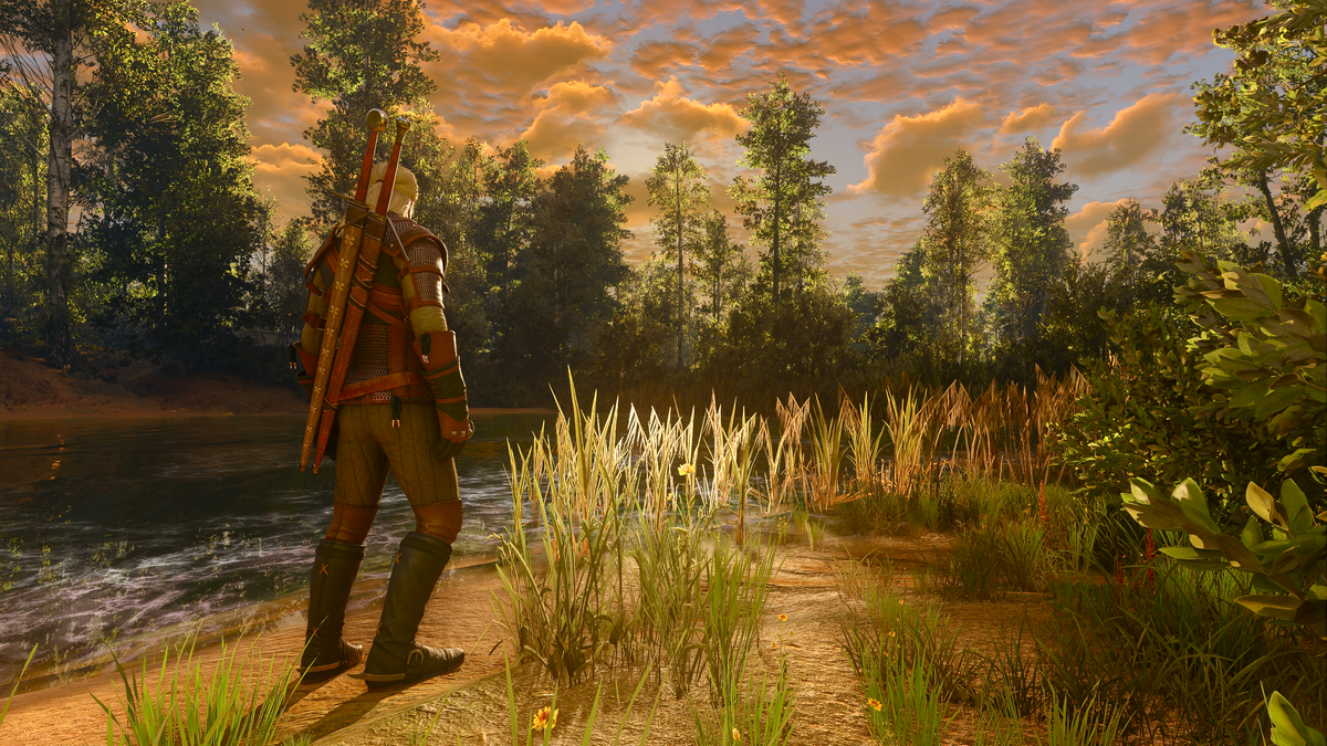 Geralt in light-dappled nature.