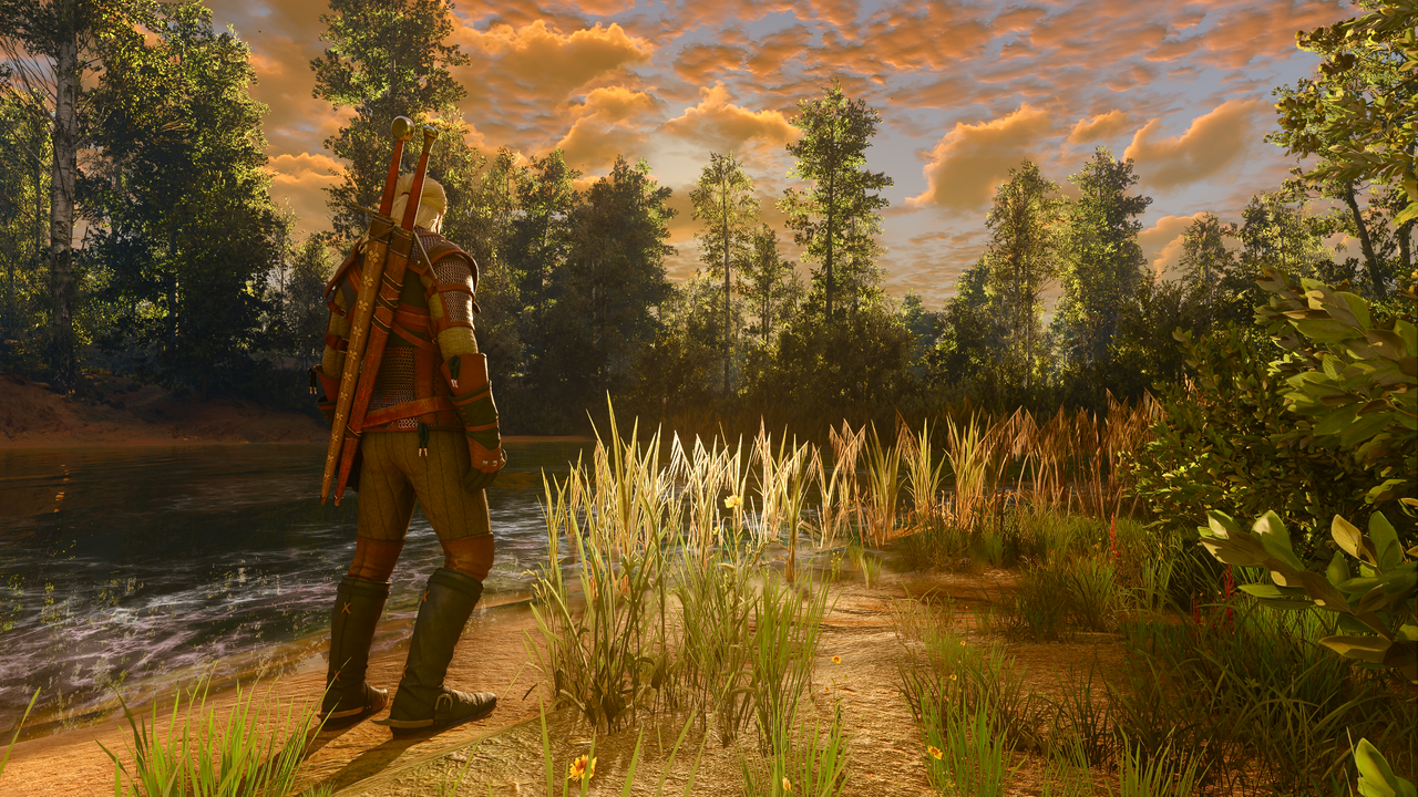 Geralt in light-dappled nature.