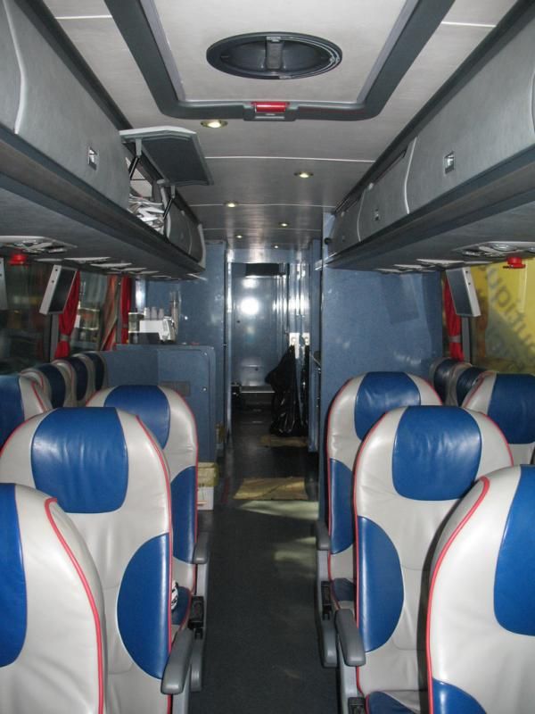 Inside the team bus: nobody there yet