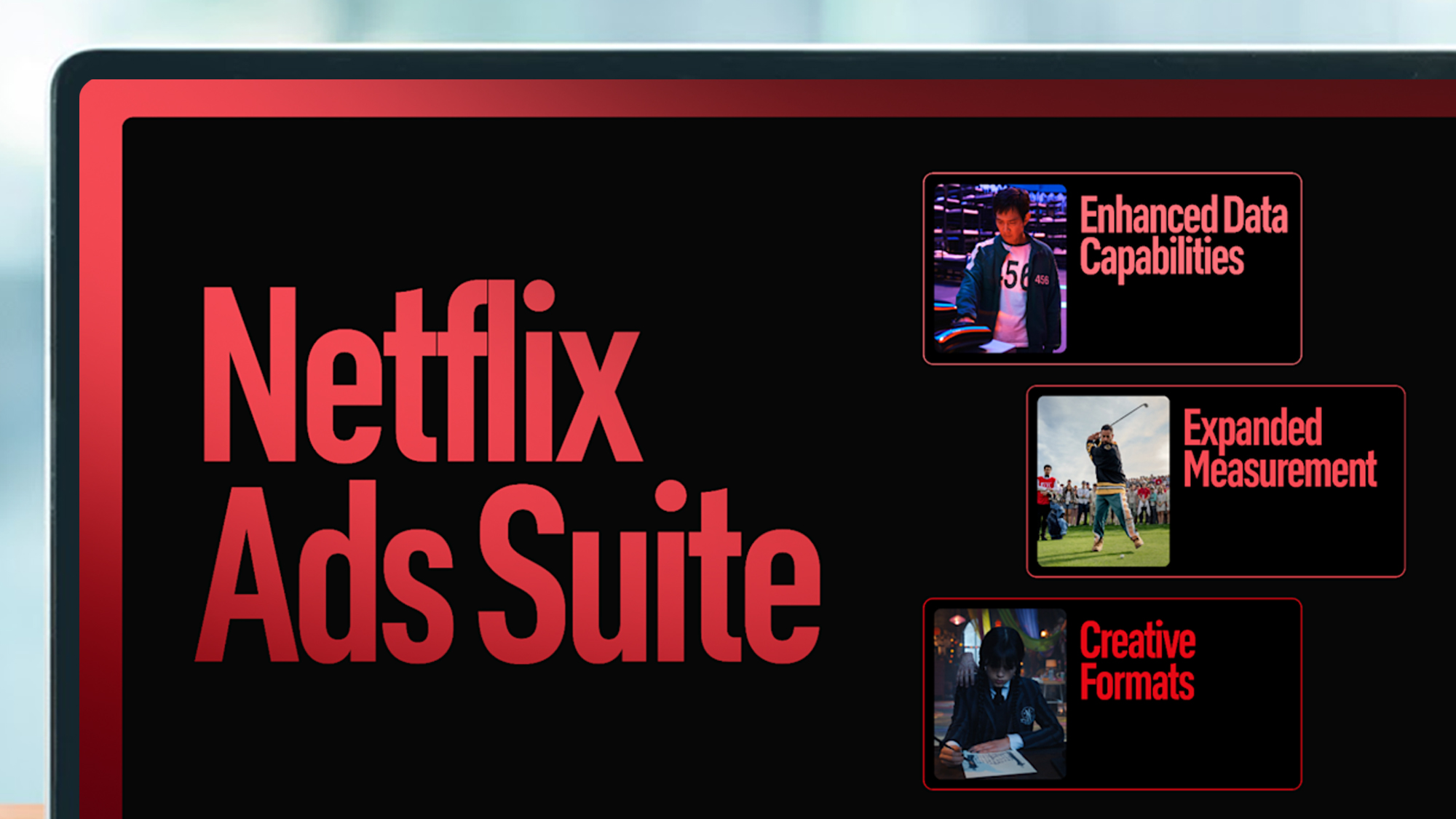 A laptop screen showing an Netflix ads summary