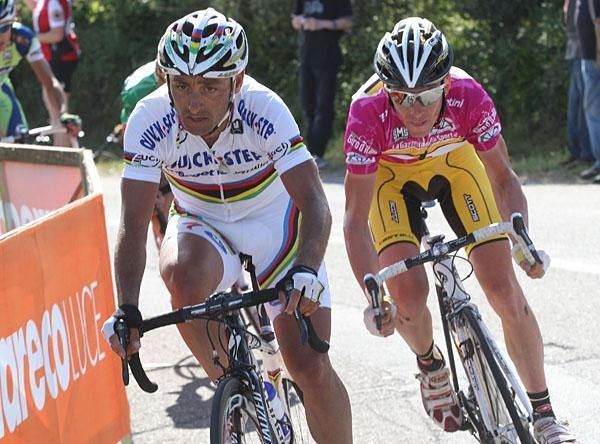 Points leader Riccardo Ricco' tails Bettini.
