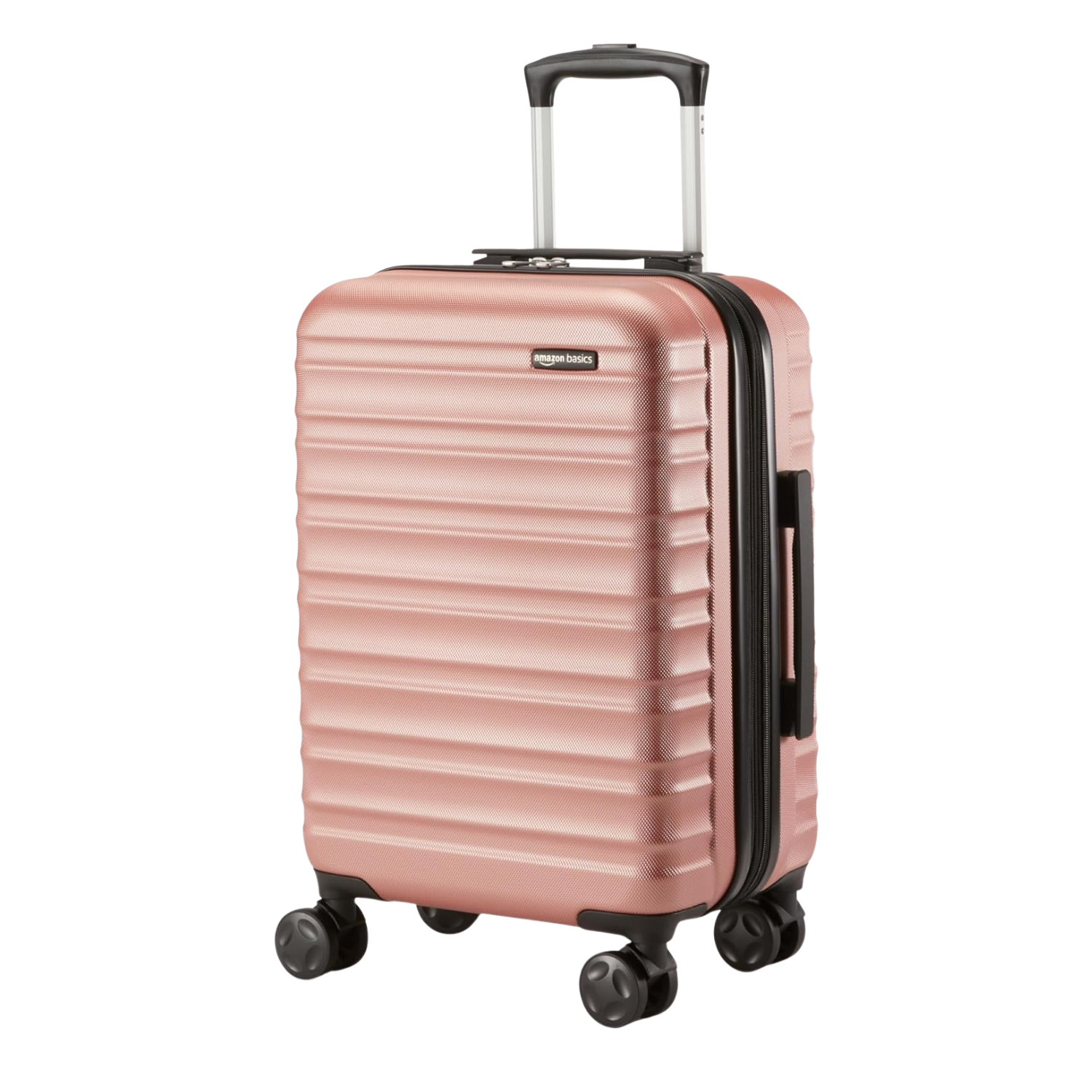 A rose gold hard shell bag