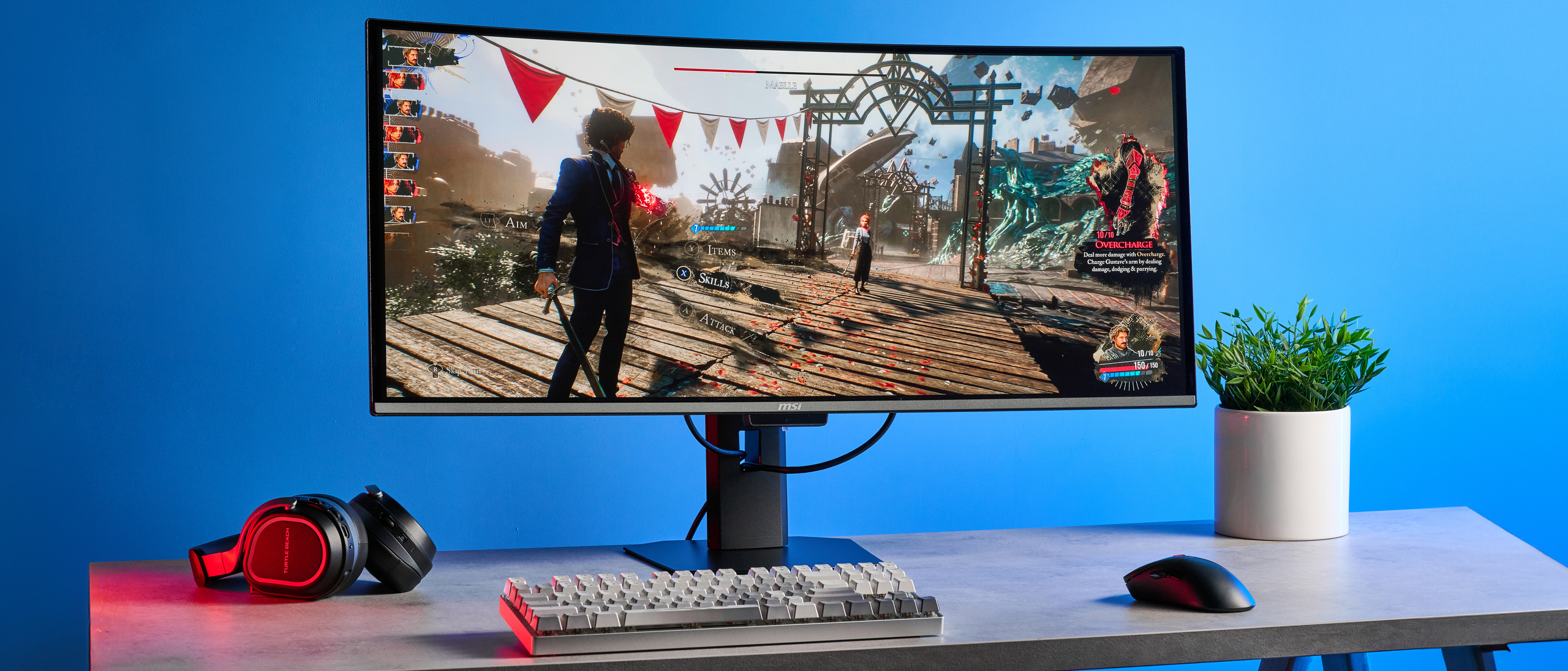 An MSI MPG 341CQR QD-OLED X36 gaming monitor in black