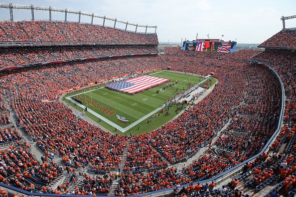 The national anthem before the Baltimore Ravens faced the Denver Broncos. 