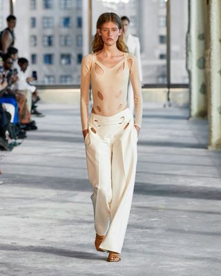 Model on runway wearing Dion Lee at New York Fashion Week S/S 2023