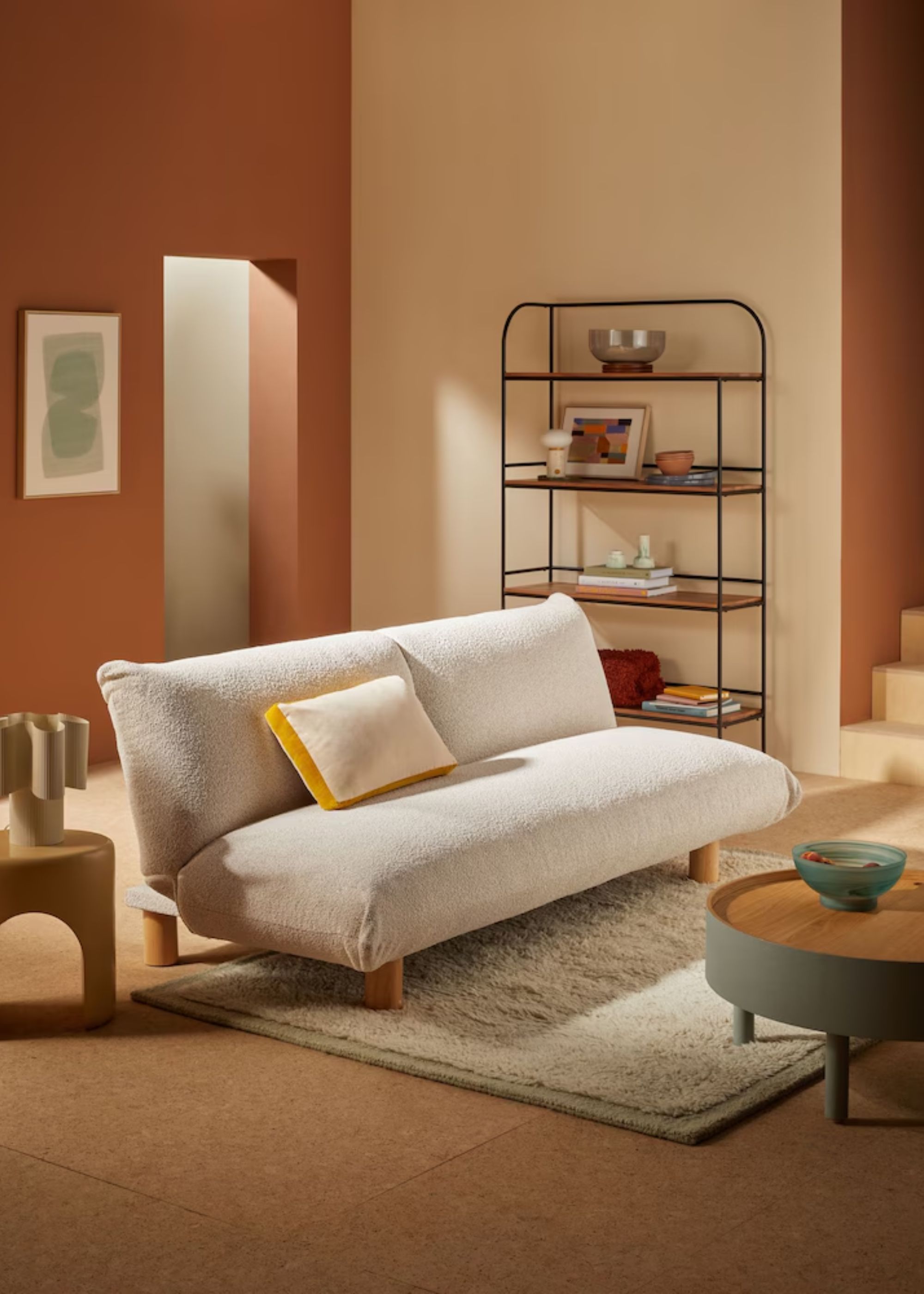 MADE, Jude 3 Seater Sofa Bed in Off White Pax Boucle