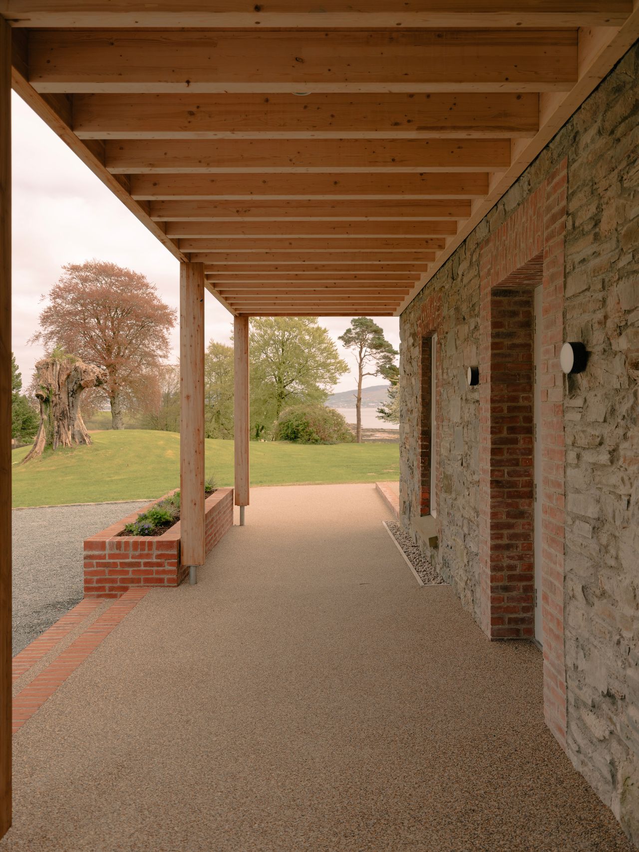 Views from within the entrance portico and the garden colonnade
