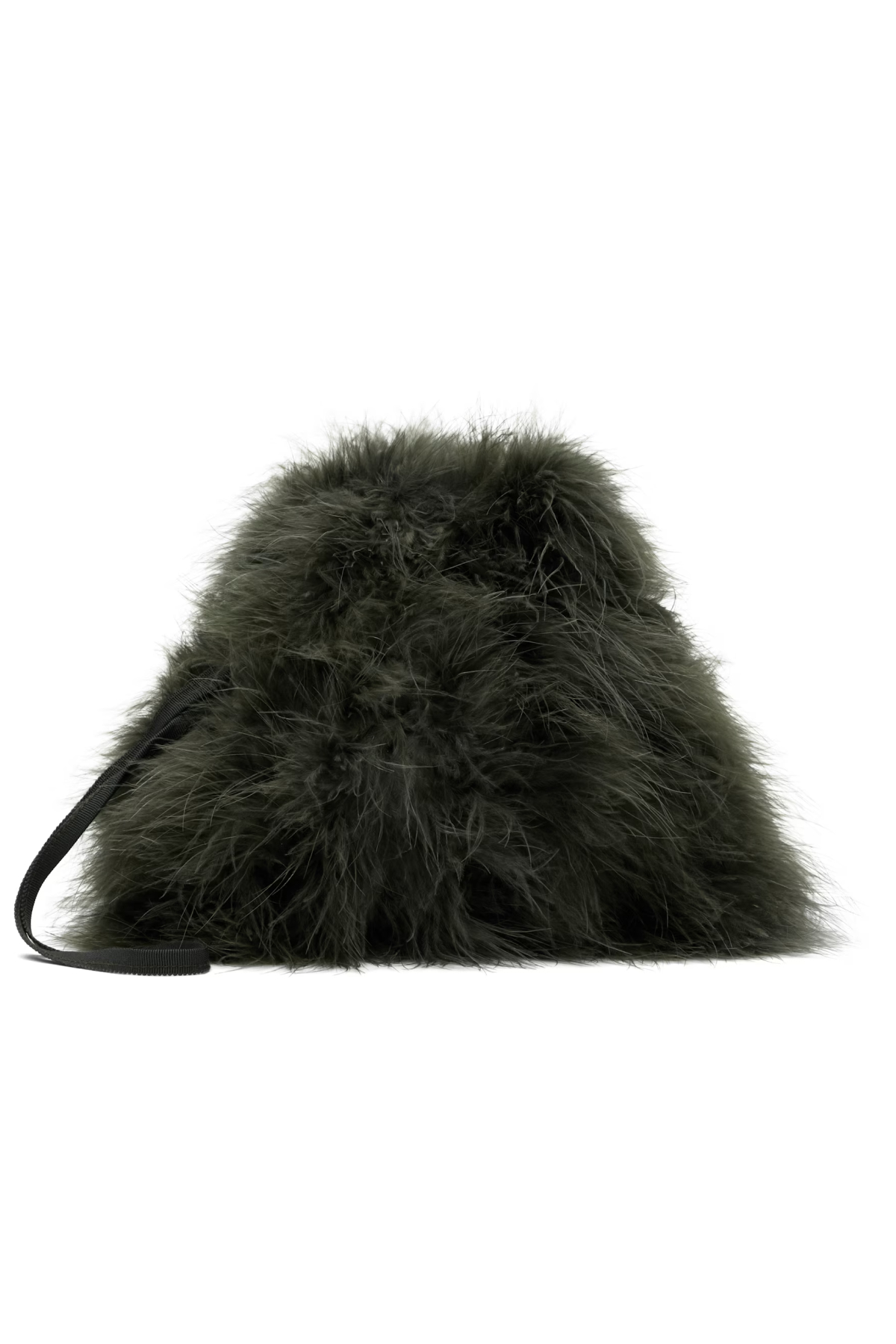 Yves Salomon Khaki Mini Feather Pouch
