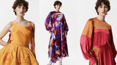 composite image of a model wearing looks from the roksanda x stories collaboration