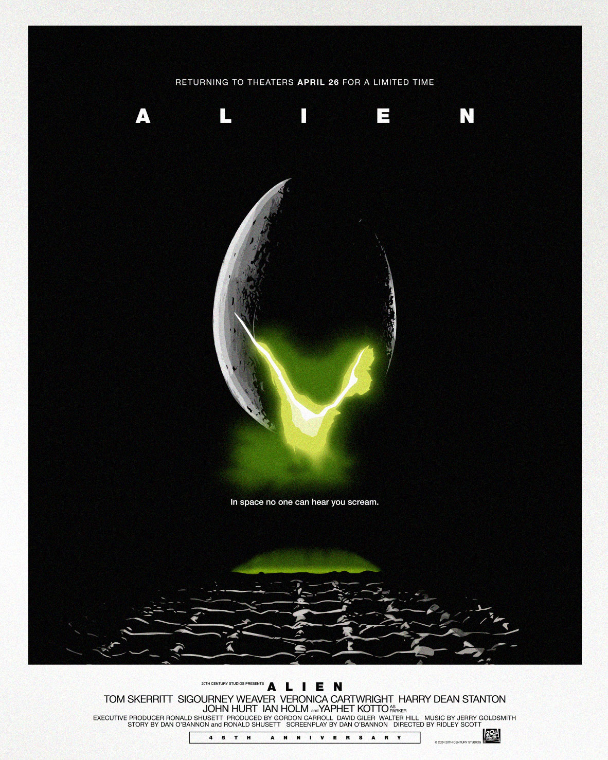 A movie poster featuring a giant alien egg in black and green