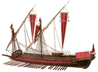 A model of a Galley of the Order of the Knights of St. John (Knights hospitaller), Malta. 