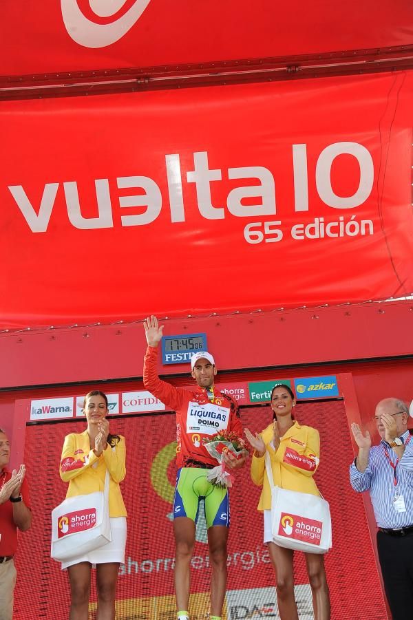 Vincenzo Nibali (Liquigas) on the podium.