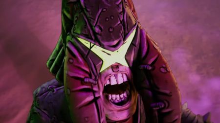 Borderlands 4 screenshot of grinning enemy from Amon trailer
