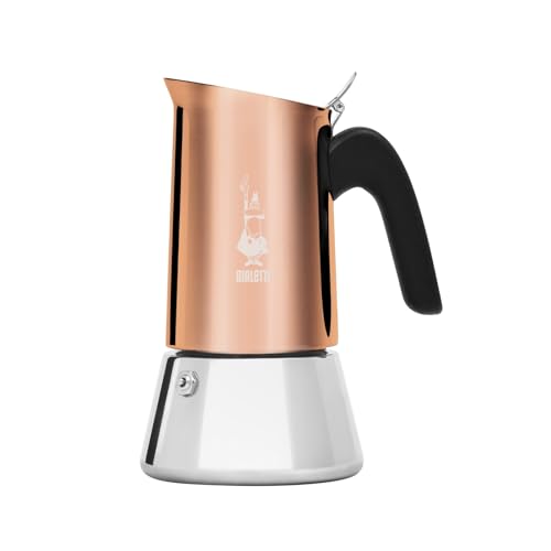 Bialetti - New Venus Induction, Stainless Steel Stovetop Espresso Coffee Maker, Suitable for All Types of Hobs, 6 Cups (7.9 Oz), Copper,silver
