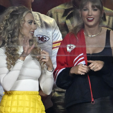 Brittany Mahomes and Pop superstar Taylor Swift watched the game at GEHA Field at Arrowhead Stadium on October 12, 2023 in Kansas City, Missouri. The Kansas City Chiefs beat the Denver Broncos during week 6 of the NFL regular season.