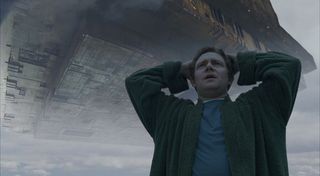 Arthur Dent (Martin Freeman) loses his house and his home planet in the film adaptation of Douglas Adams' Hitchhiker's Guide to the Galaxy.