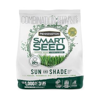 bag of Pennington sun and shade grass mix on white background