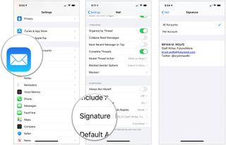 To create a rich HTML email signature for your iPhone or iPad, switch to your Home screen, then choose the Settings app. Select Mail, then tap Signature. Select the signature box, then remove the exis
